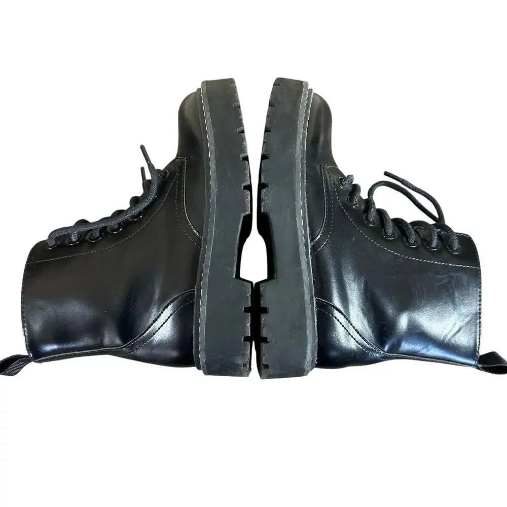 H&M Little Girl Black Lace-Up Combat Boots, Size 13.5